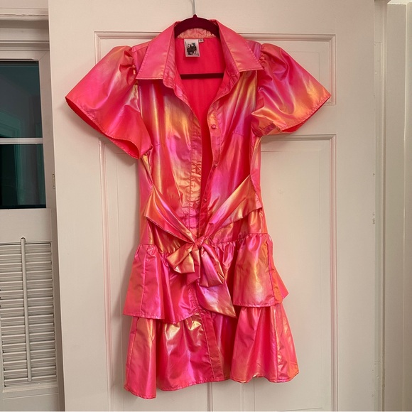 Queen of sparkles Shiny Pink Ruffled Dress - Picture 2 of 5